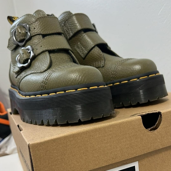 Dr. Martens Olive Green Platform Boots - Picture 3 of 10
